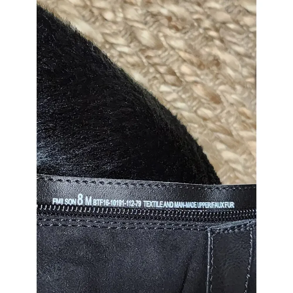Kim Rogers Black Boots Faux Fur Riding Biker Mid Calf Equestrian Size 8 M